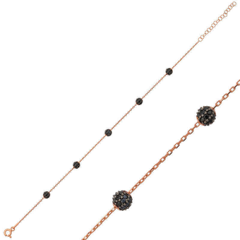 Silver Rose Black Ball Women’s Bracelet