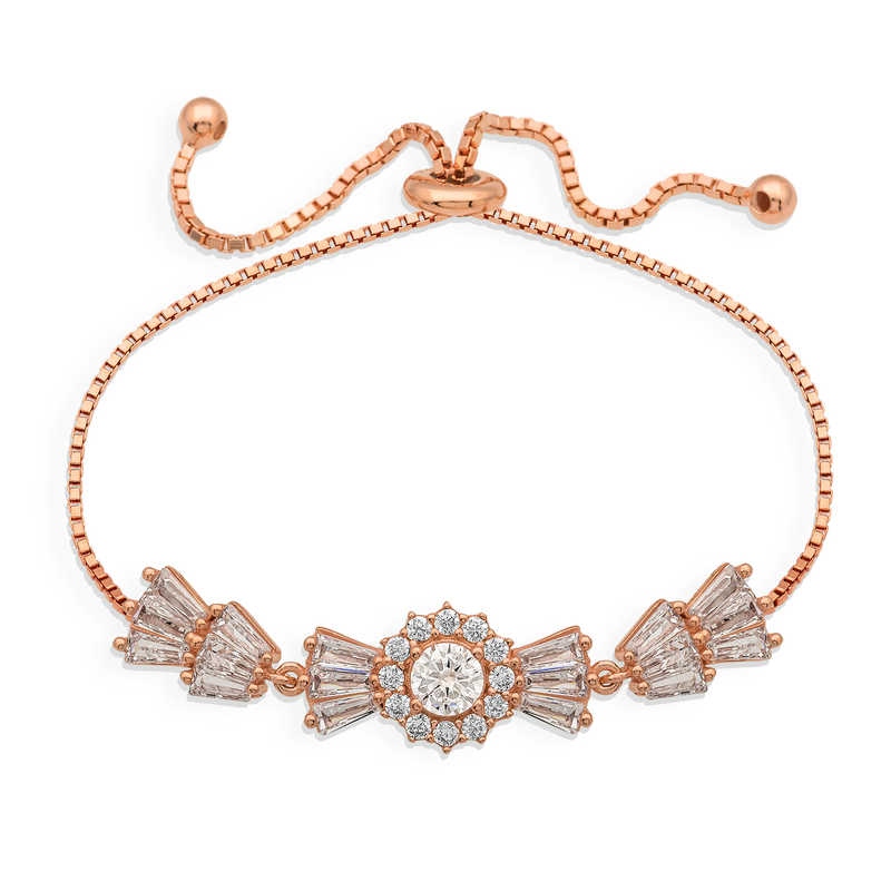 Silver Rose Baguette Stone Elevator Bracelet