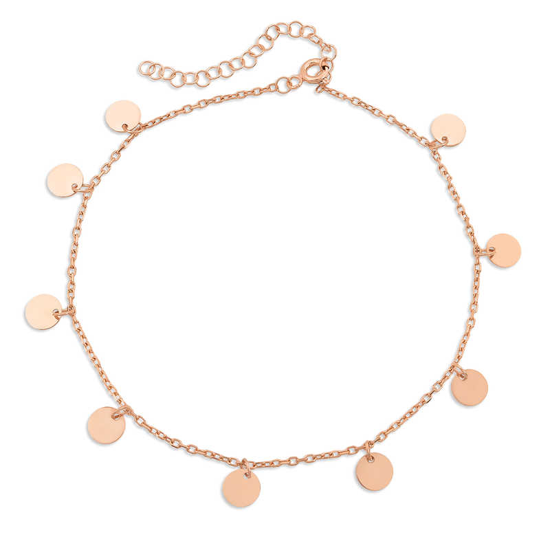 Silver Rose Round Sequin Anklet