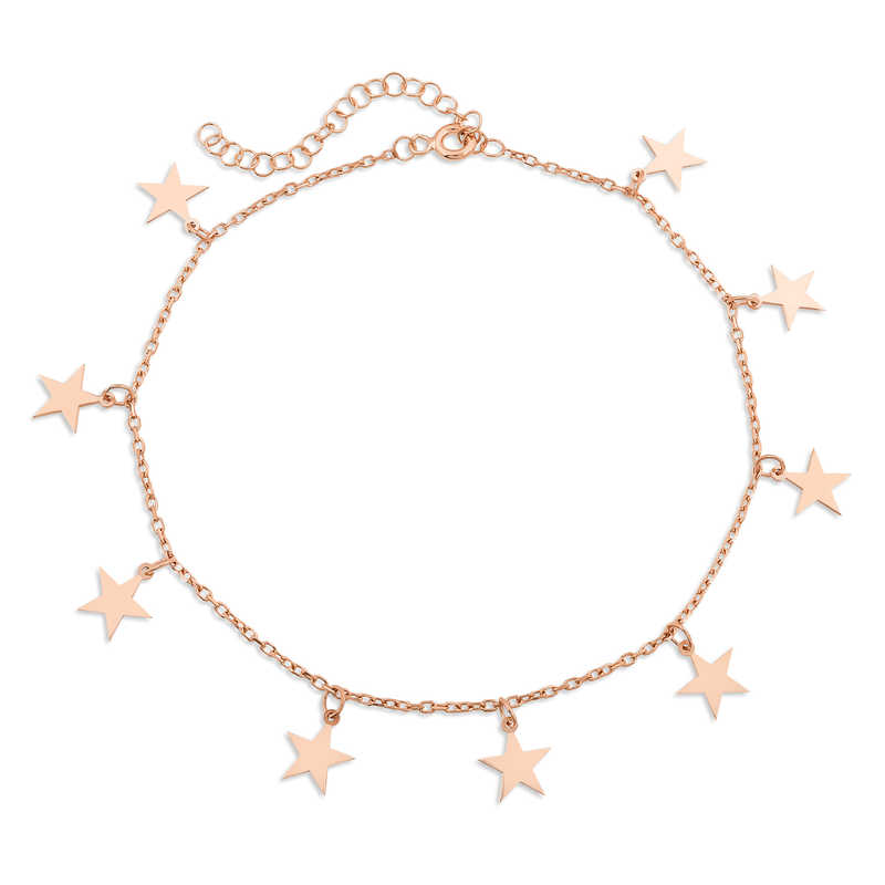 Silver Rose Star Anklet