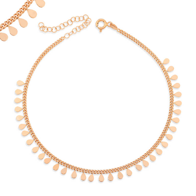 Silver Rose Drop Anklet