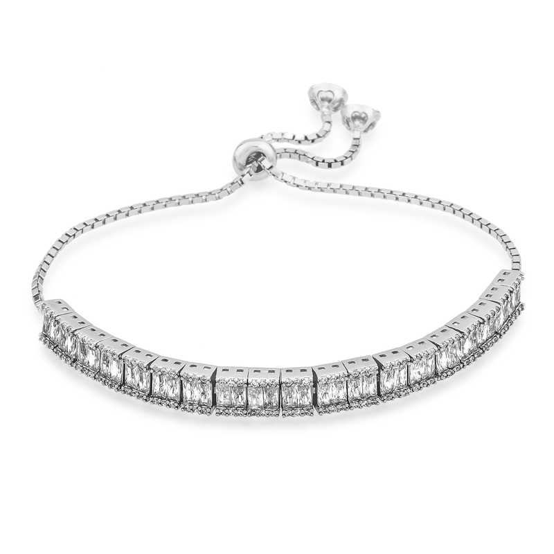 Silver Baguette Stone Elevator Bracelet