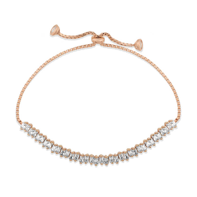 Silver Rose Baguette Stone Waterway Elevator Bracelet
