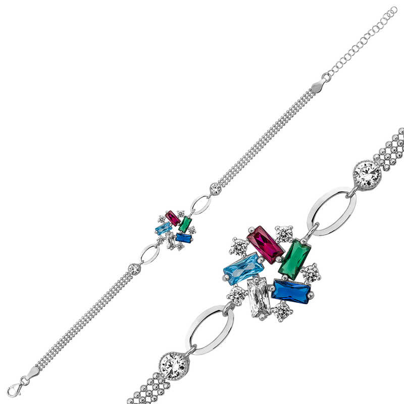 Silver Color Baguette Stone Women’s Bracelet