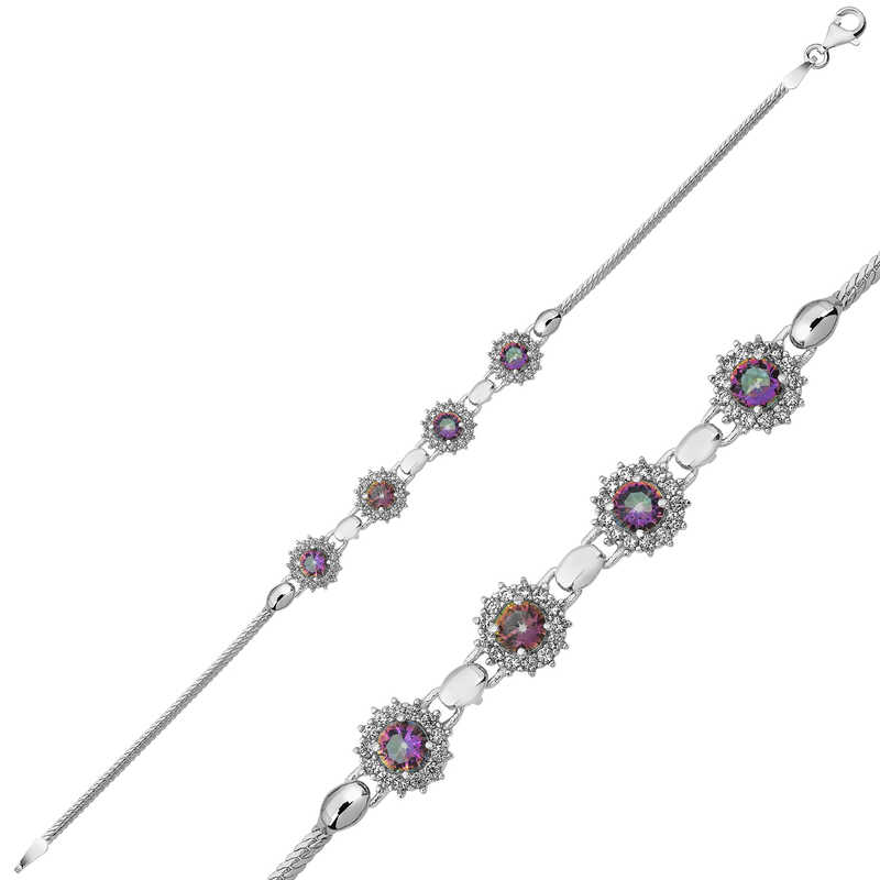 Silver Mystic Topaz Stone Bracelet