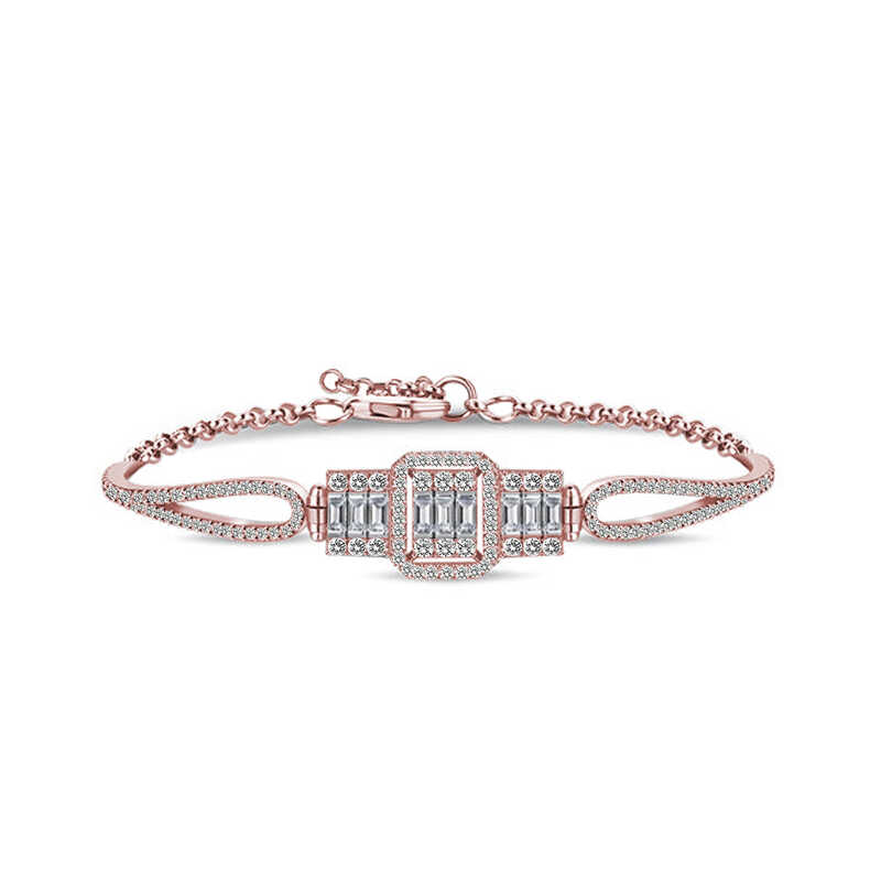 Silver Rose Baguette Women’s Bracelet
