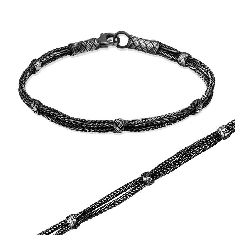 Silver Ball Knitted Kazaziye Unisex Bracelet
