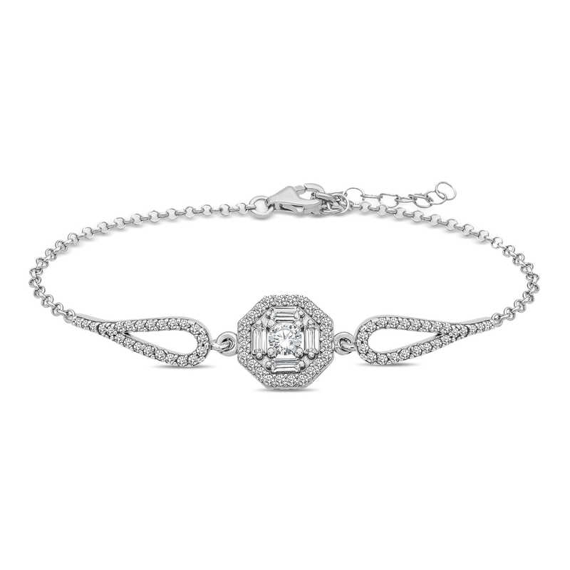 Silver Baguette Stone Bracelet