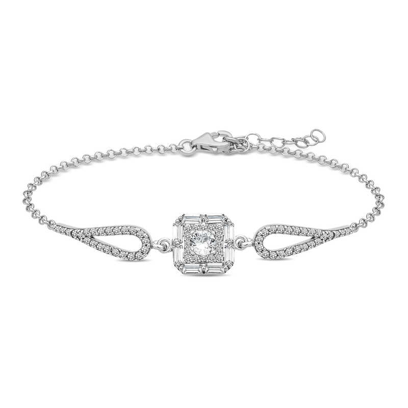 Silver Baguette Stone Bracelet