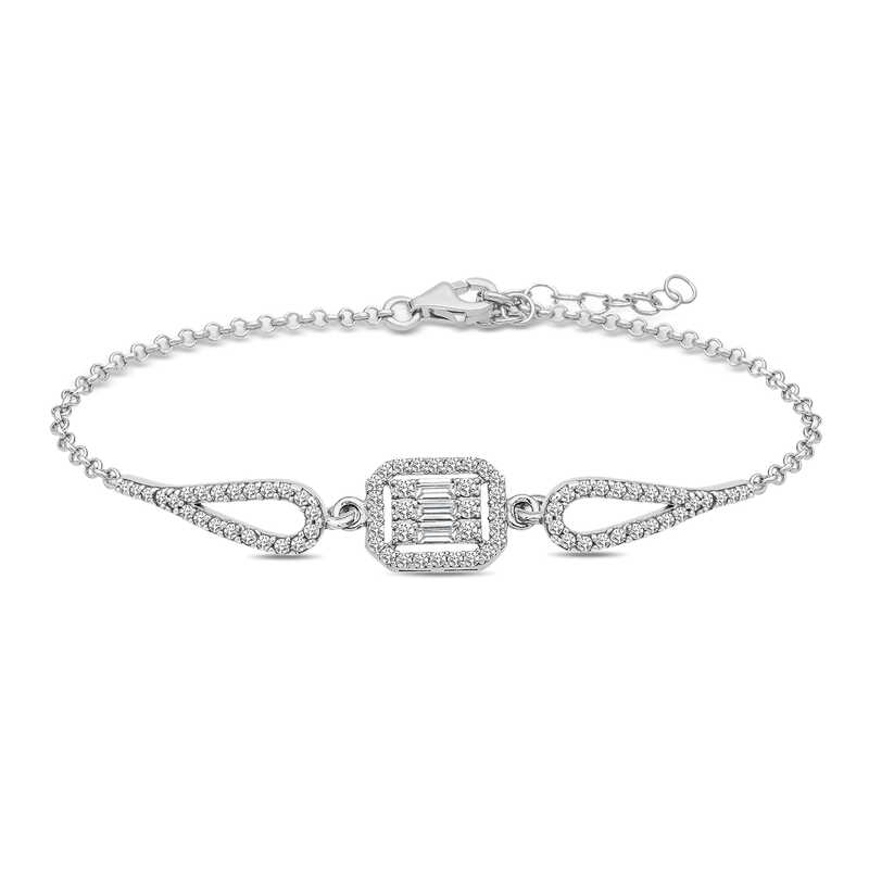 Silver Baguette Stone Bracelet