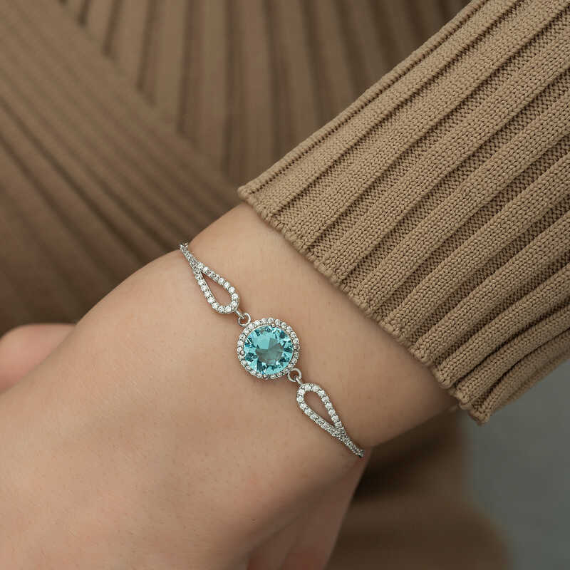 Silver Aquamarine Women’s Bracelet