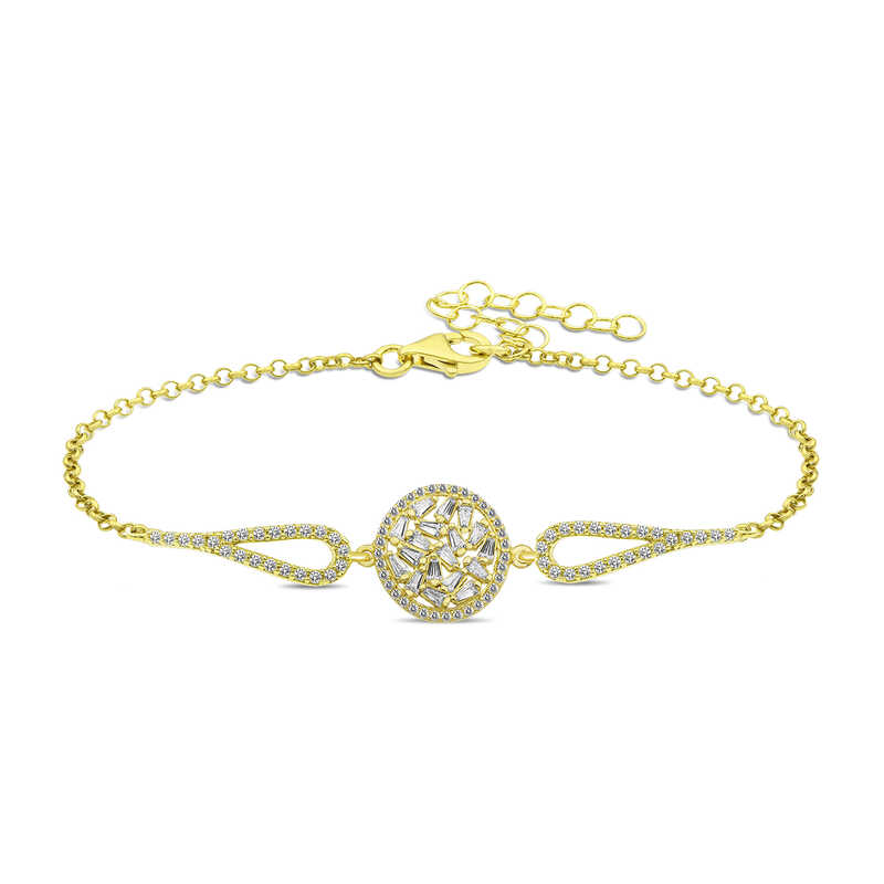 Silver Gold Baguette Stone Bracelet