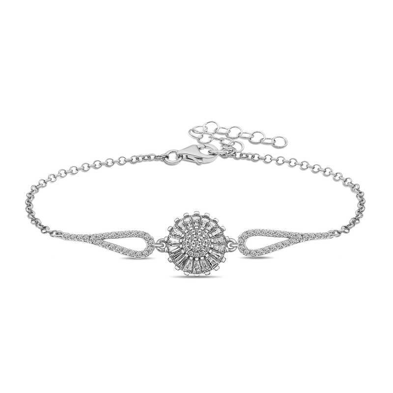Silver Rhodium Baguette Stone Infinity Bracelet