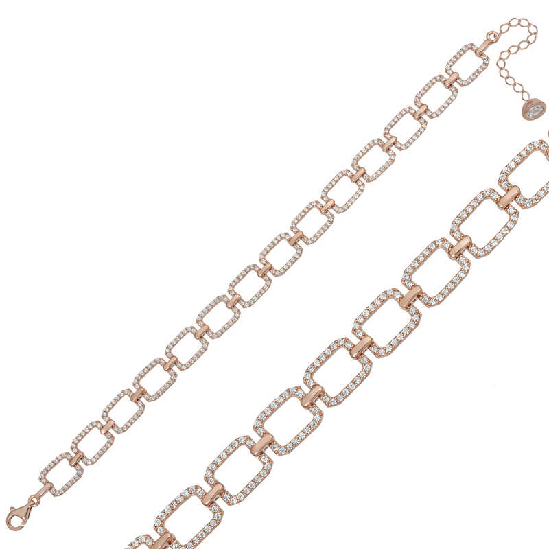 Silver Rose Square Stone Women’s Bracelet