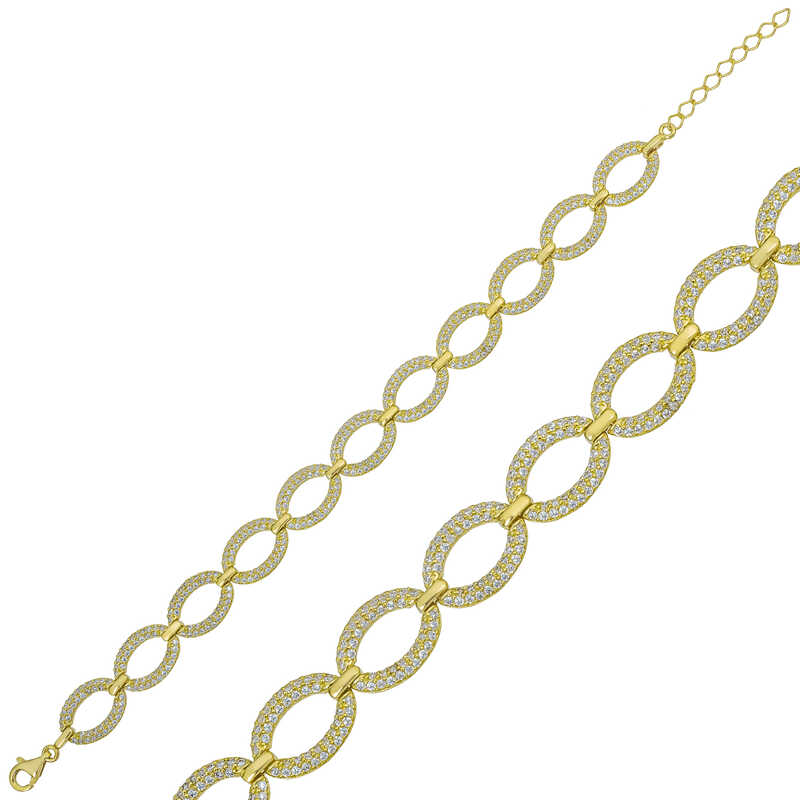 Silver Gold Oval Stone Women’s Bracelet