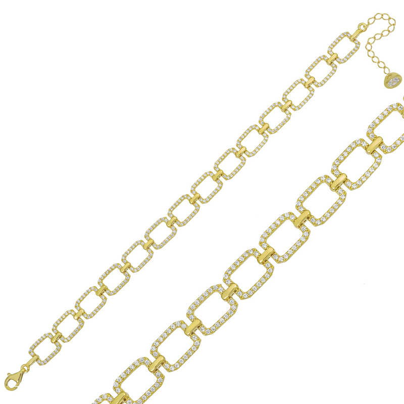 Silver Gold Square Stone Women’s Bracelet