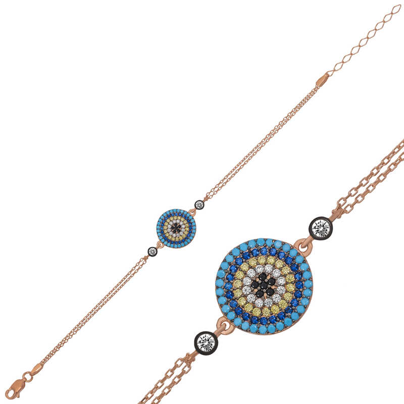 Silver Rose Evil Eye Women’s Bracelet