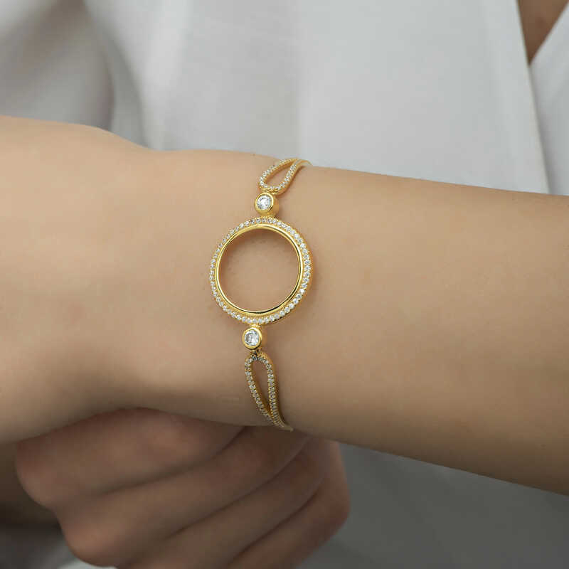 Gold Plated Women’s Bracelet with Silver Quarter Attachment