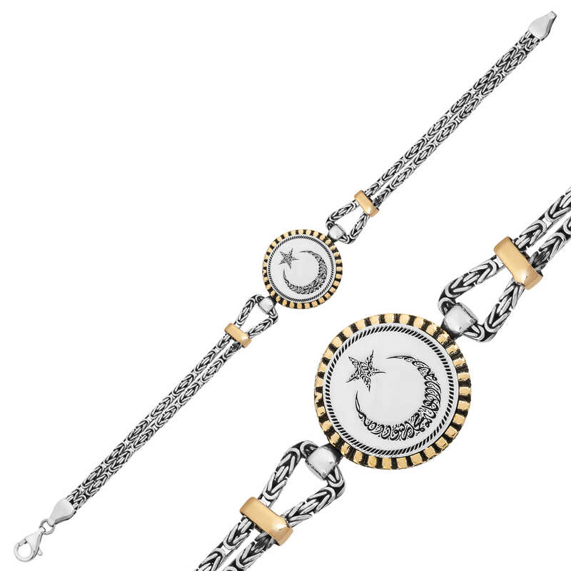 Silver Crescent Star Men’s Bracelet