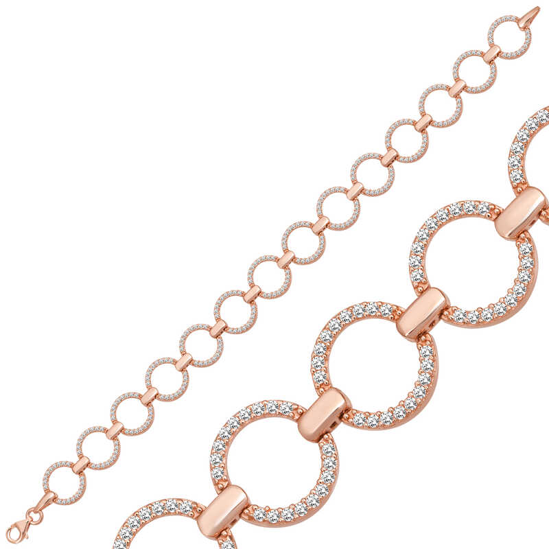 Silver Rose Round Stone Women’s Bracelet
