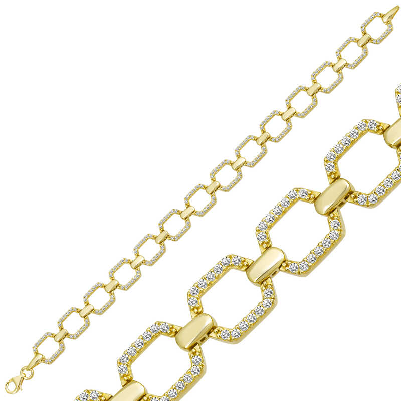 Silver Gold Square Stone Women’s Bracelet
