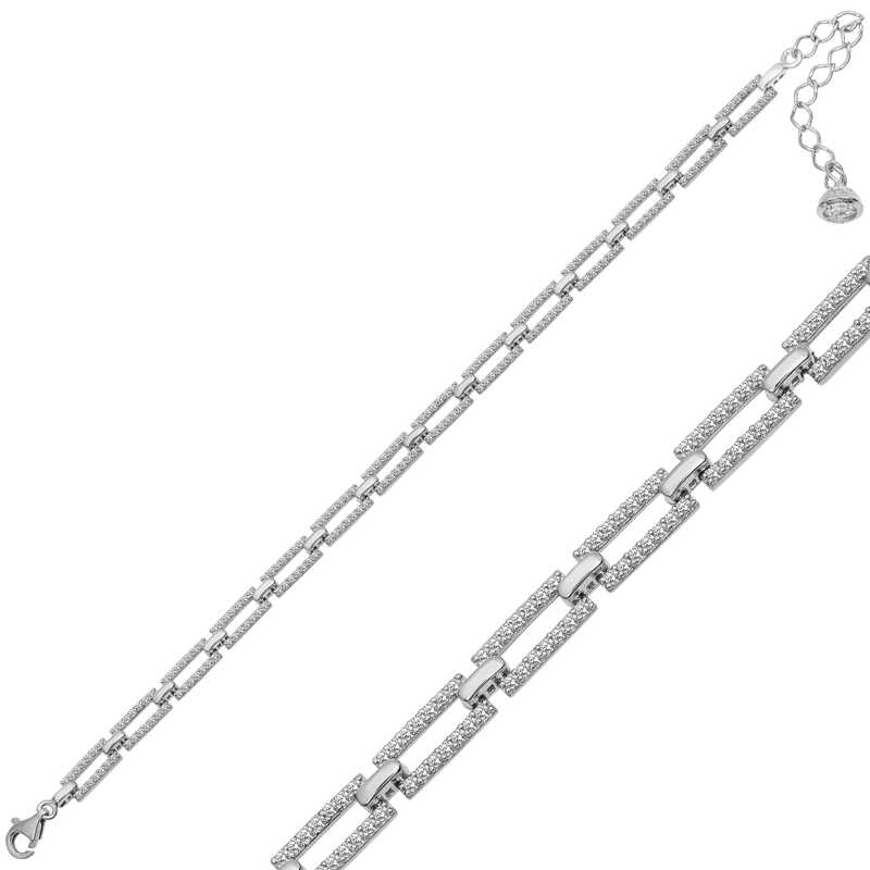 Silver Square Stone Women’s Bracelet