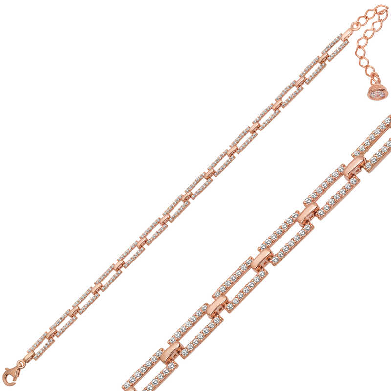 Silver Rose Square Stone Women’s Bracelet