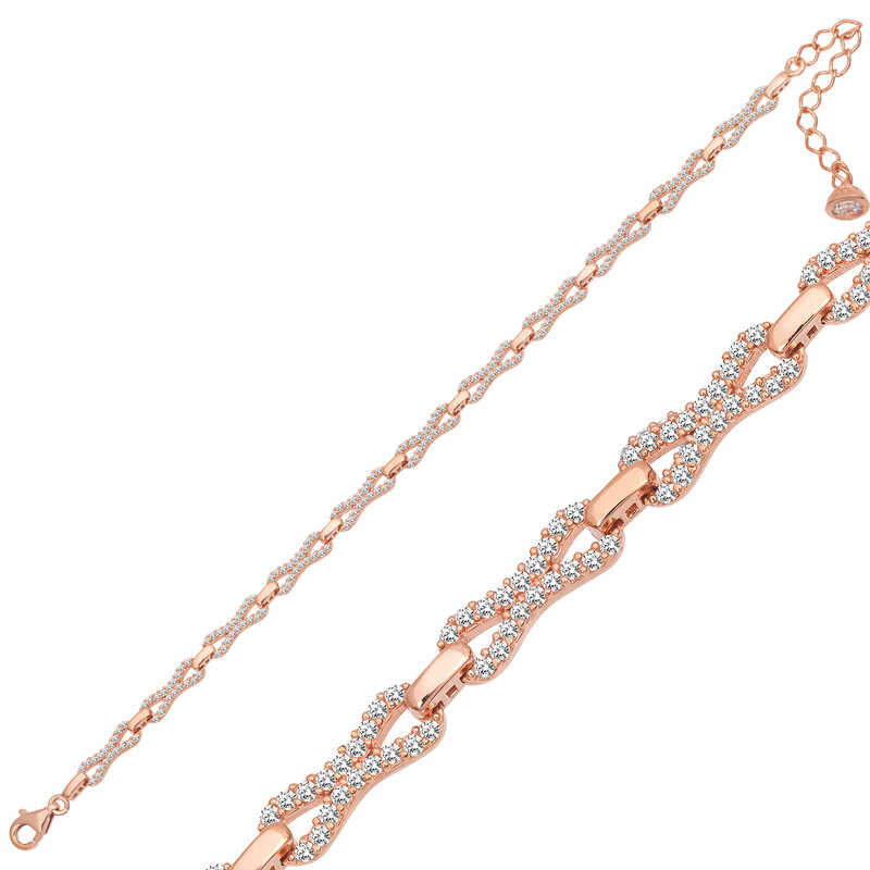 Silver Rose Zircon Stone Women’s Bracelet