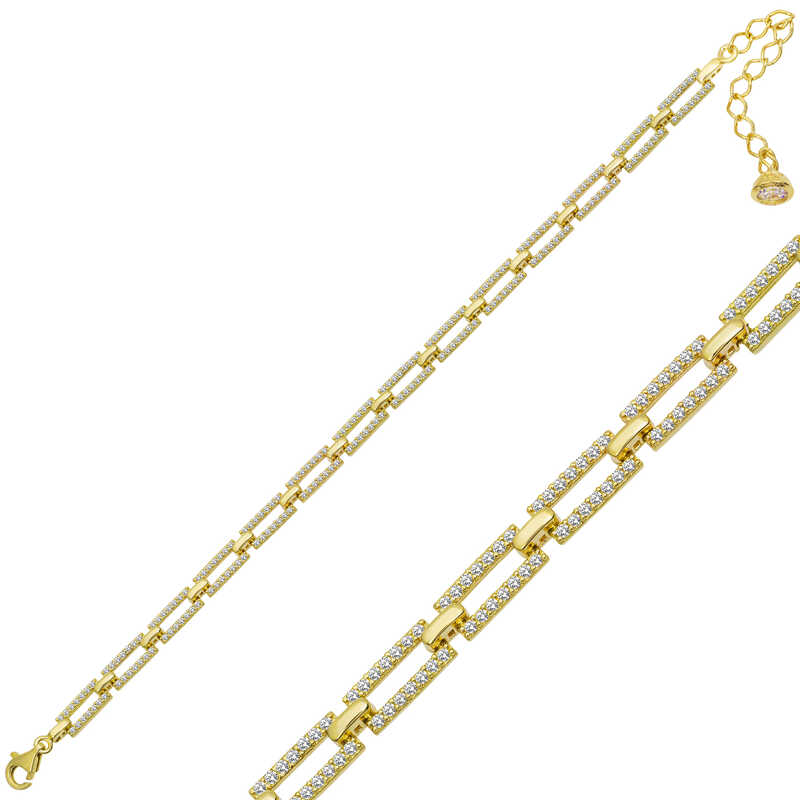 Silver Gold Square Stone Women’s Bracelet