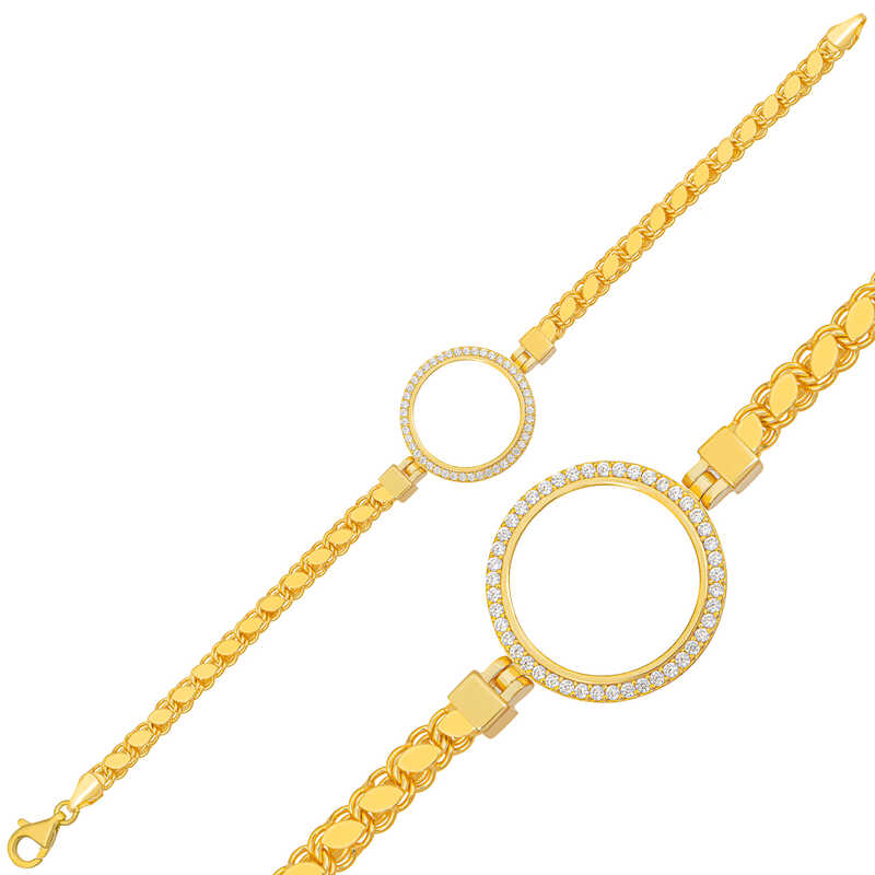 Gold Plated Women’s Bracelet with Silver Quarter Attachment