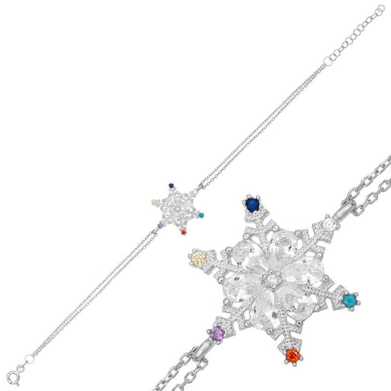 Silver Color Stone Snowflake Women’s Bracelet