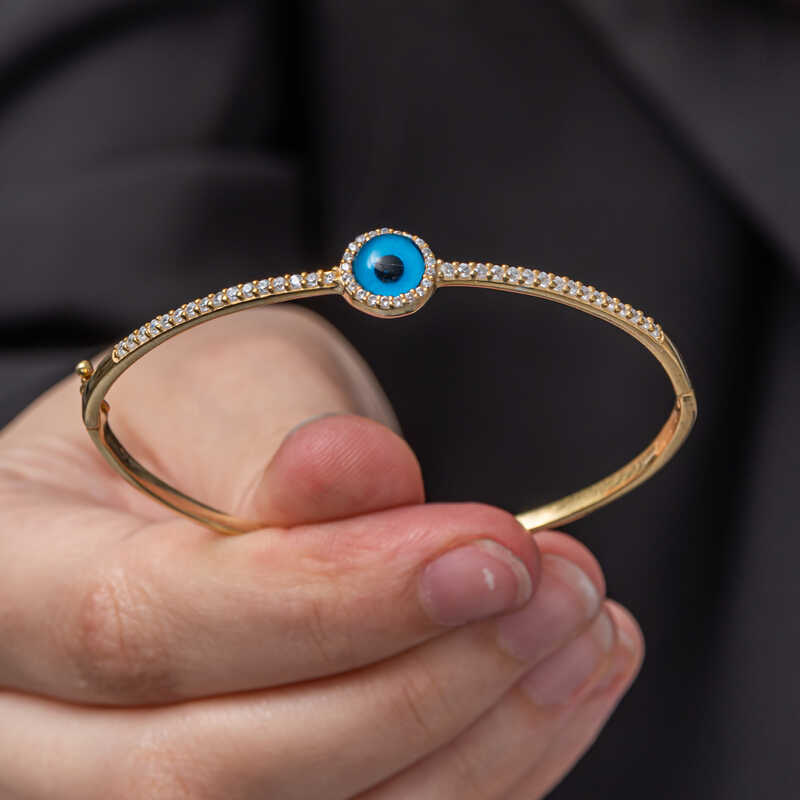 Silver Gold Evil Eye Women's Bangle