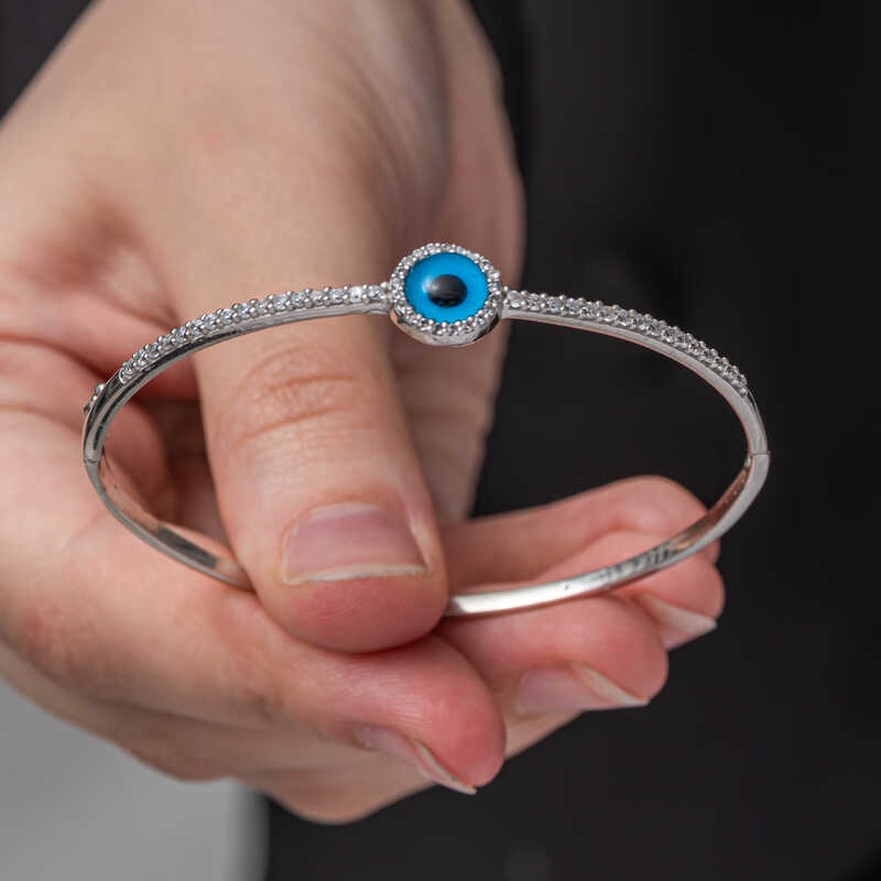 Silver Evil Eye Women's Bangle