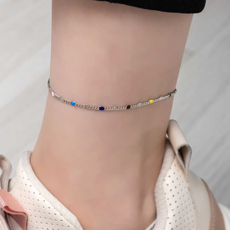Silver Colored Enamel Anklet