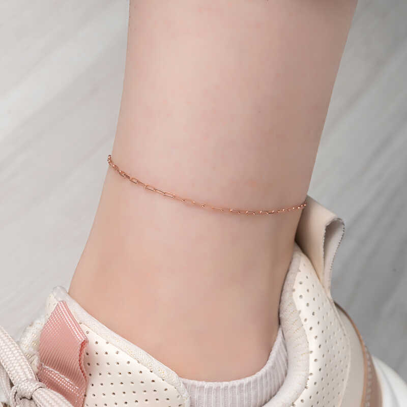 Silver Rose Chain Patterned Anklet