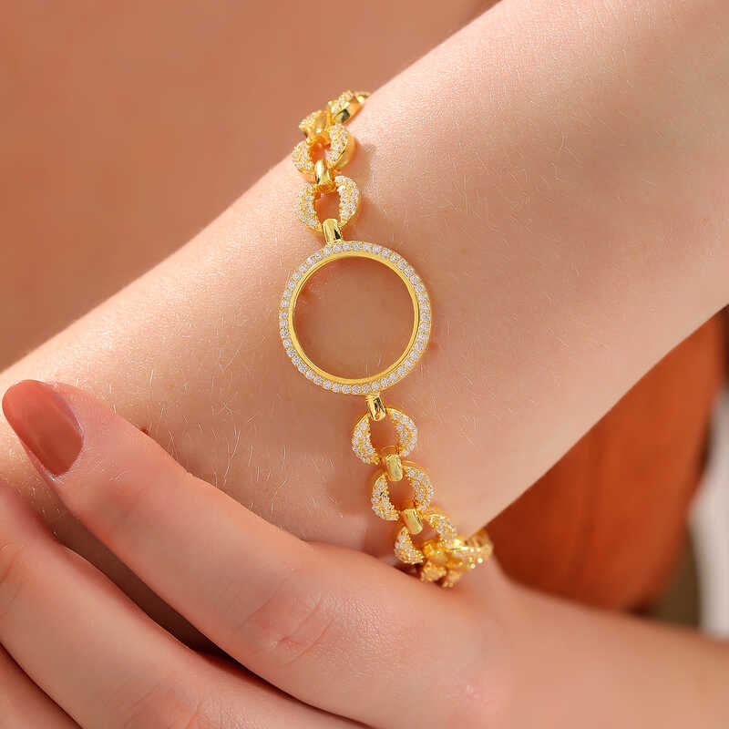 Gold Plated Women’s Bracelet with Silver Quarter Attachment
