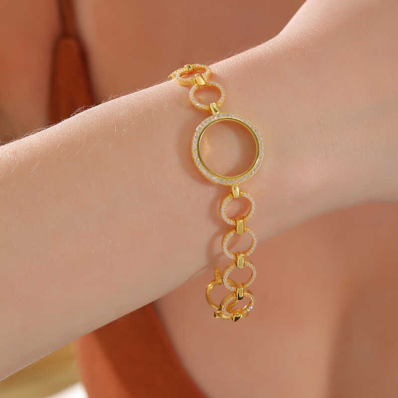 Gold Plated Women’s Bracelet with Silver Quarter Attachment