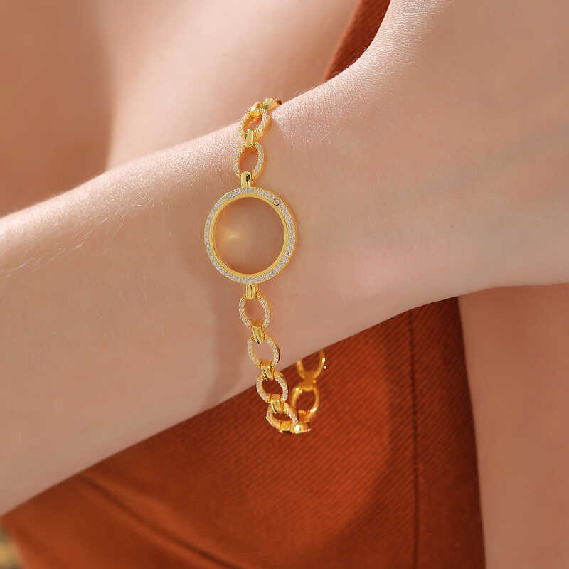 Gold Plated Women’s Bracelet with Silver Quarter Attachment