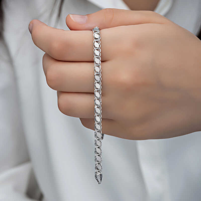 Silver Sequined Chain Bracelet for Women