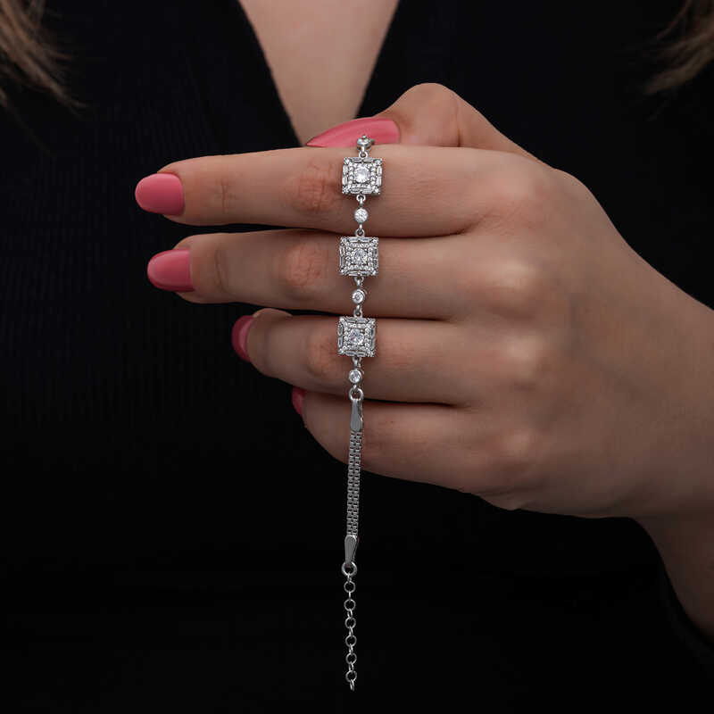 Silver Baguette Stone Women’s Bracelet