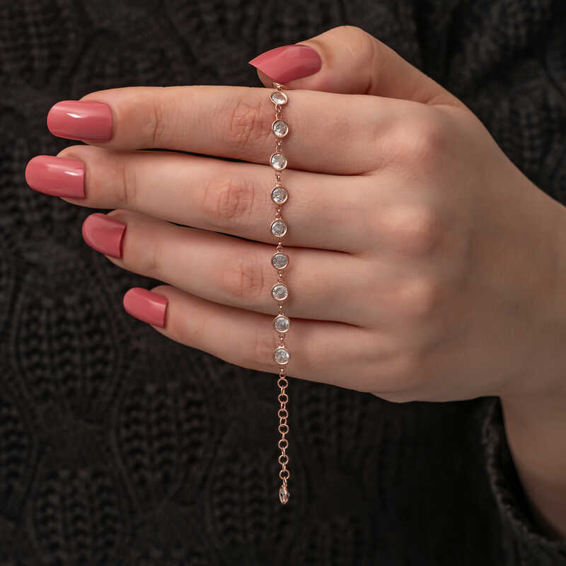 Silver Rose White Stone Women’s Bracelet