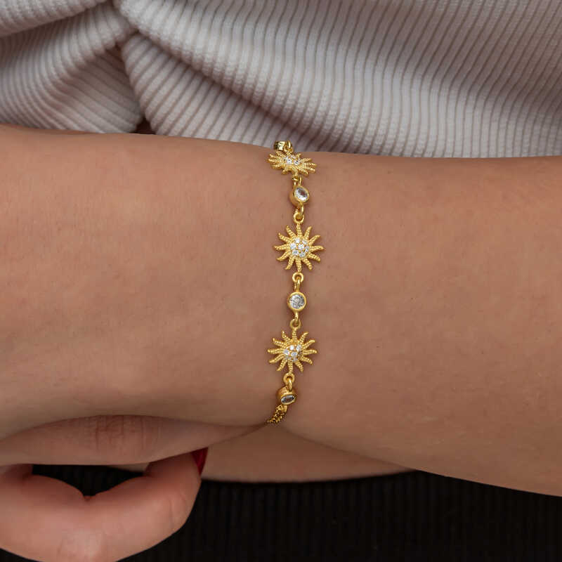 Silver Gold Sun Women’s Bracelet