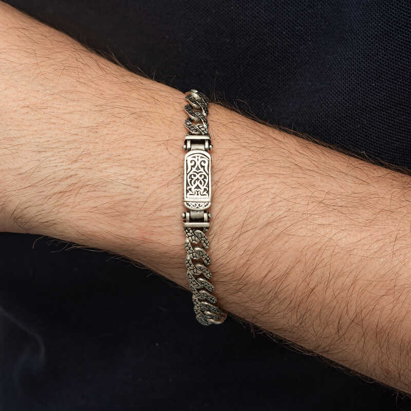 Silver Handmade Knitted Gurmet Men’s Bracelet
