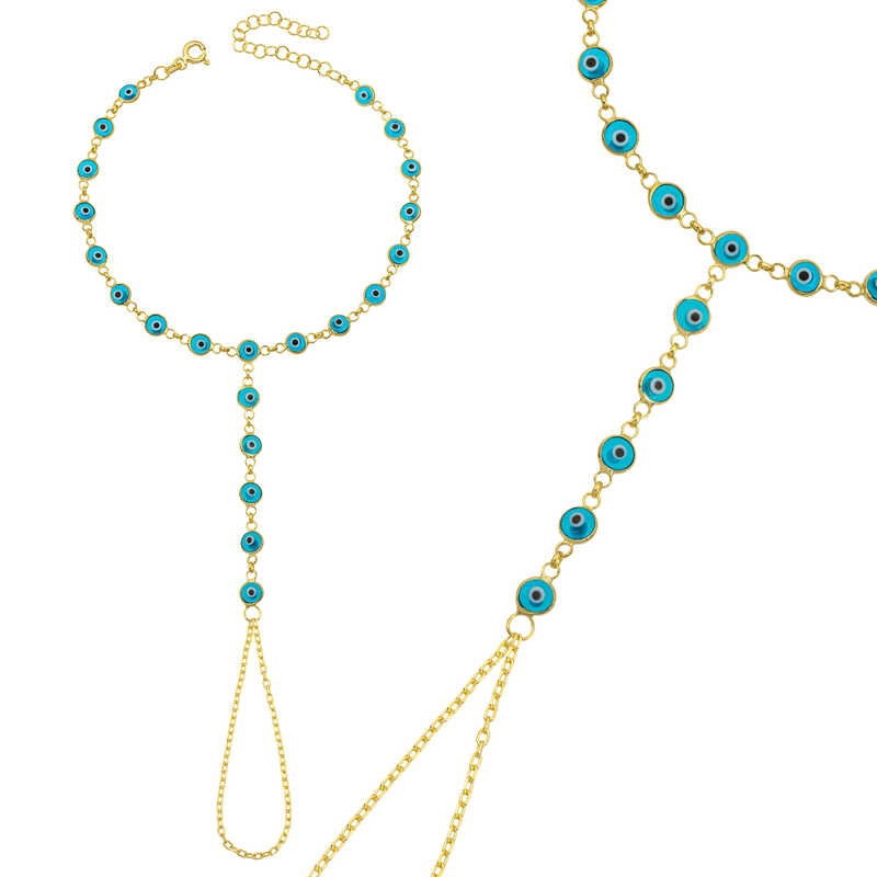 Silver Gold Blue Evil Eye Beaded Shahmaran