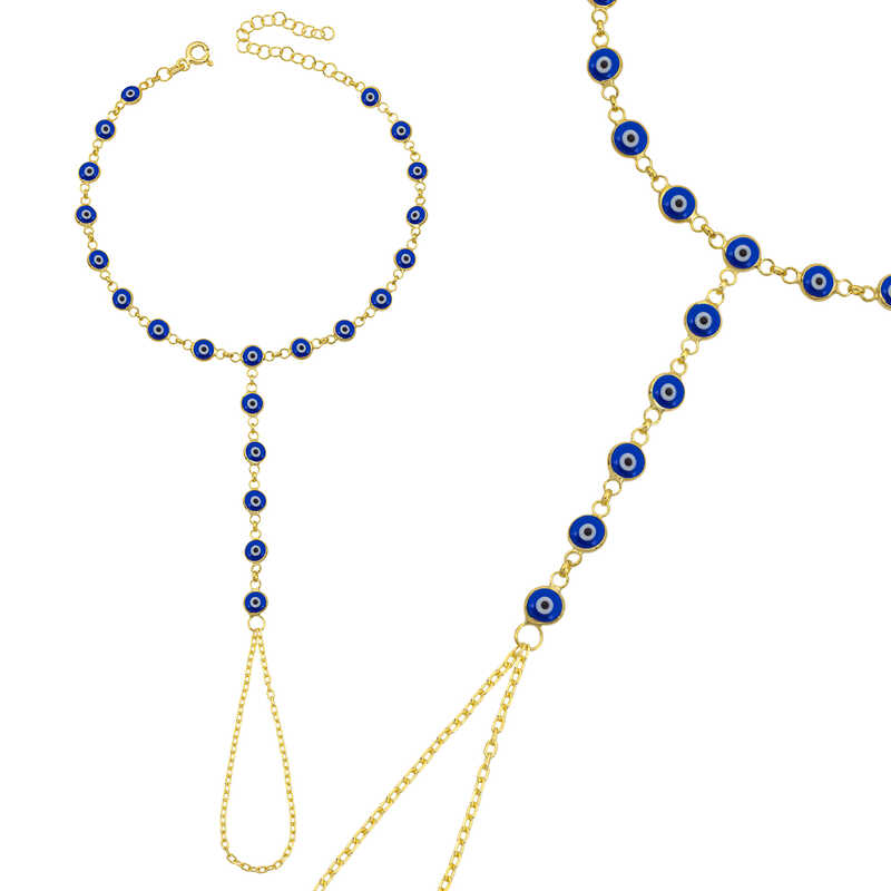 Silver Gold Navy Blue Evil Eye Beaded Shahmaran