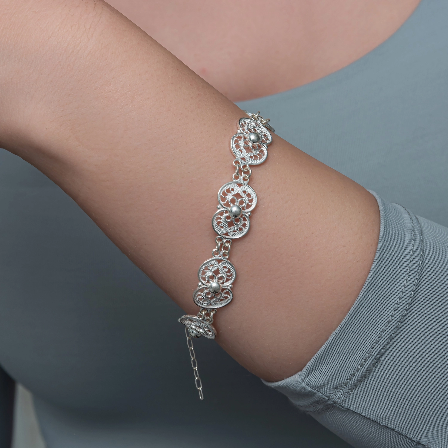 Sterling Silver 925 Filigree Women's Bracelet - Tekbir Silver