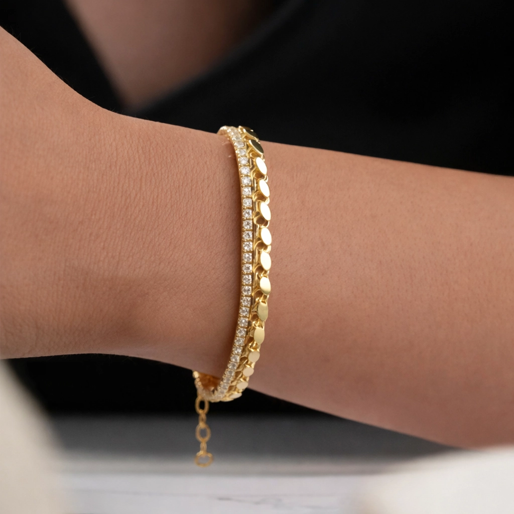 925 Sterling Silver Gold Plated Bracelet