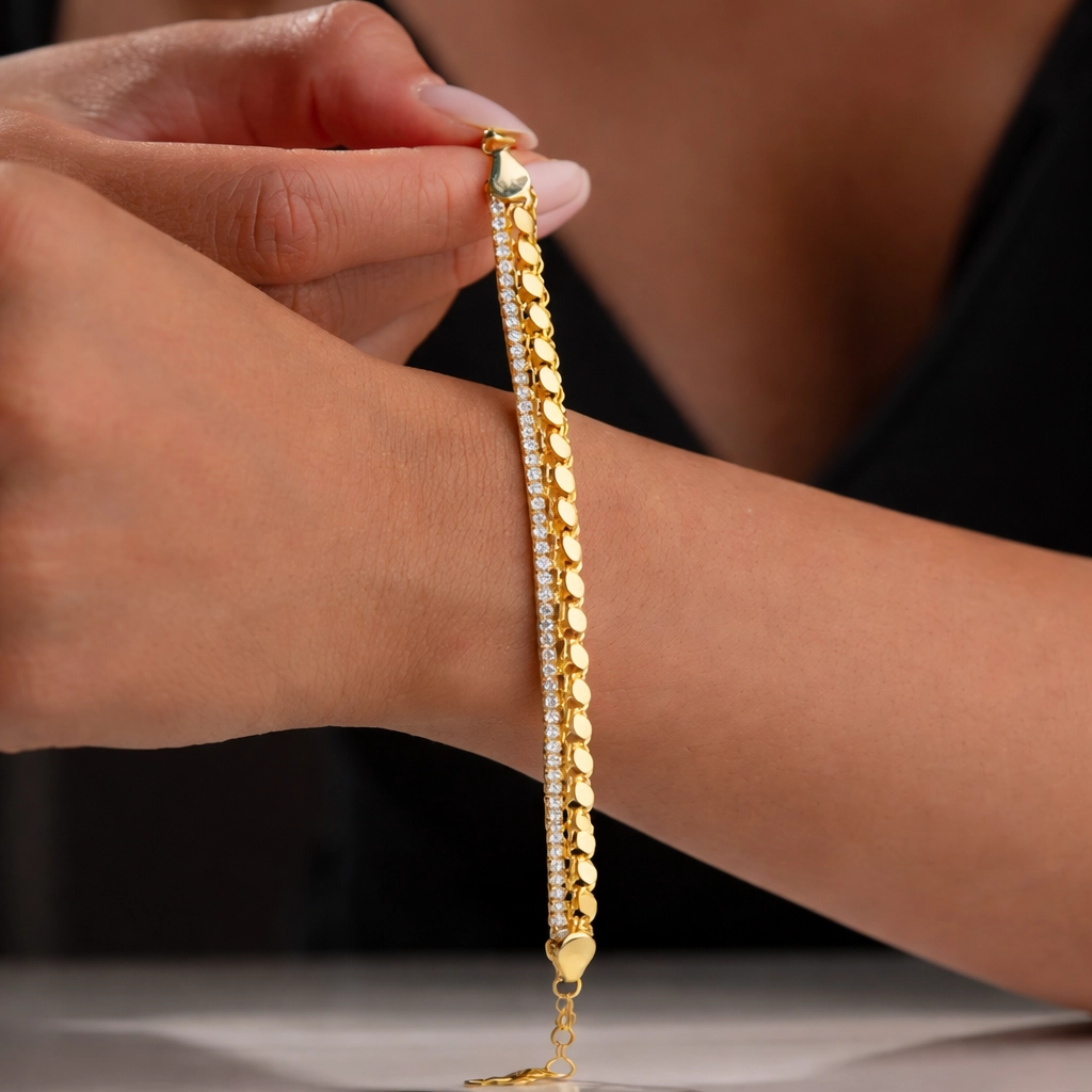 925 Sterling Silver Gold Plated Bracelet