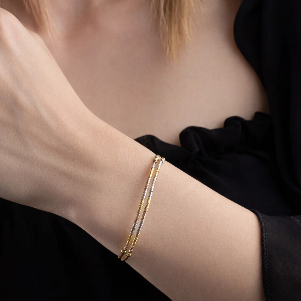 925 Sterling Silver Tri-Color Dorika Bracelet