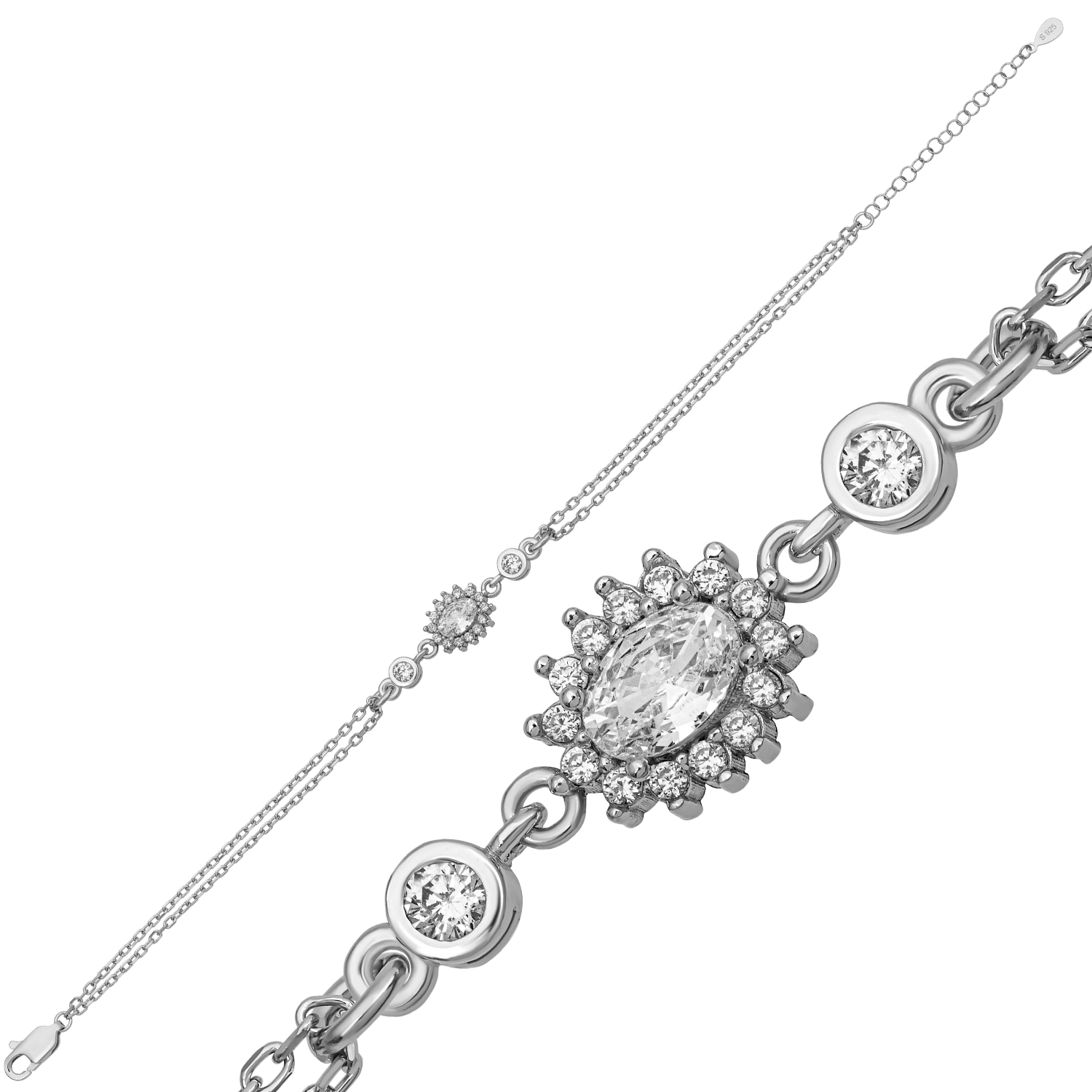 Silver 925 Rhodium Plated CZ Bracelet